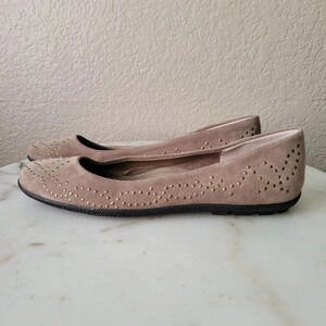 Vaneli Brown Studded Flats Rubber Sole 9